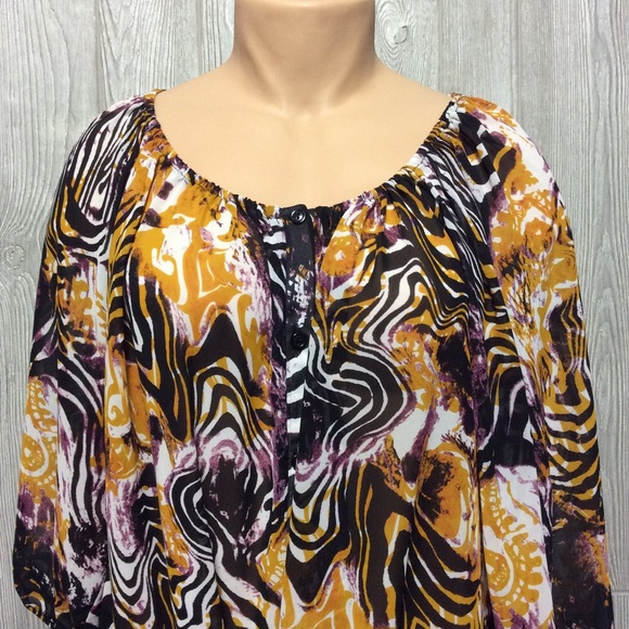 @nwisdom07 Pat Rego Printed Blouse PLUS SIZE 3X - Picture 2 of 4